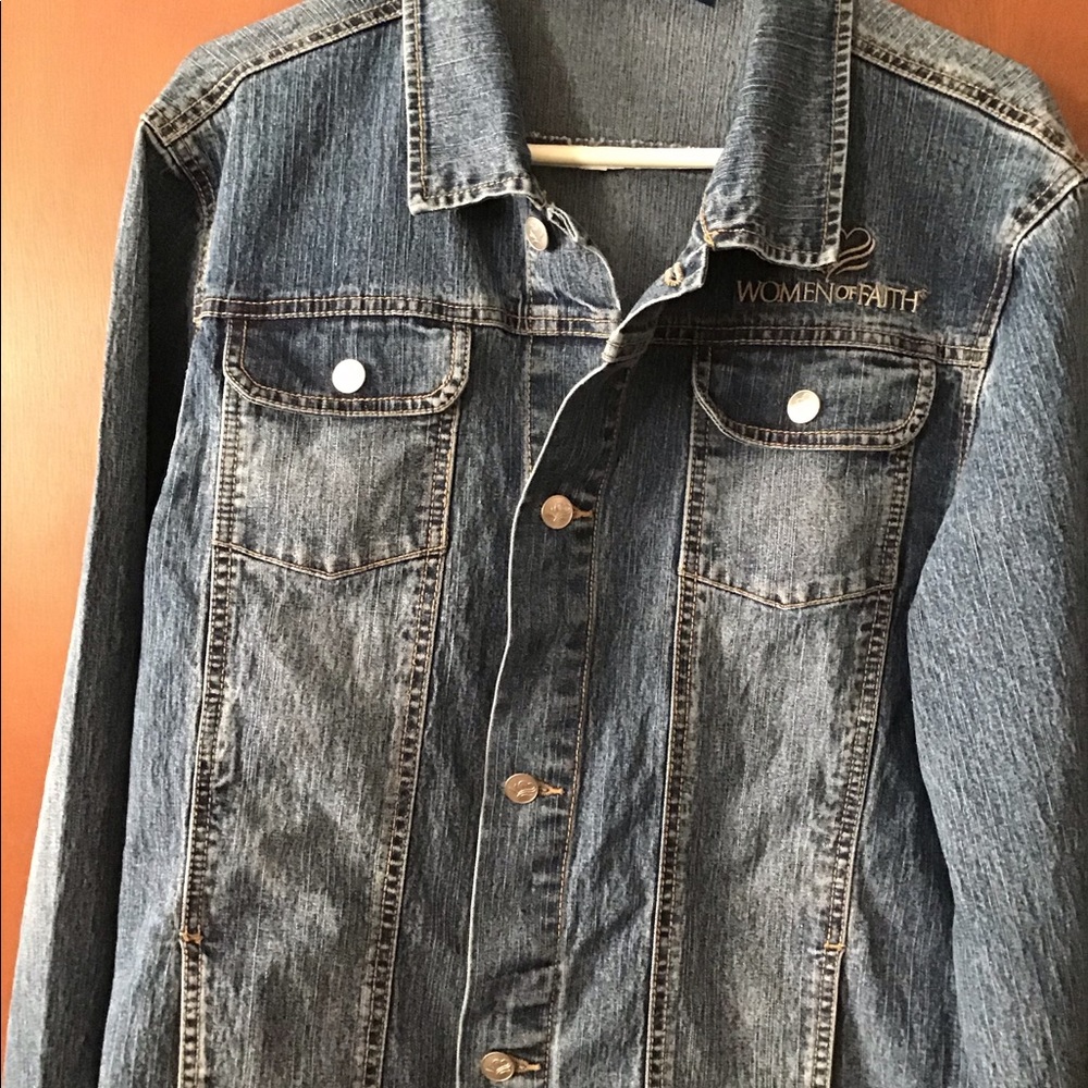 Ladies denim jacket.  Women of Faith
